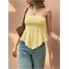 image:imageGORGLITTER Womens Strapless Asymmetrical Tube Peplum Tops Trendy Dressy Backless Cute Casual Summer Beach Bandeau TopsYellow
