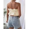 image:imageGORGLITTER Womens Strapless Bubble Tube Tops Ruffle Open Back Sleeveless Cute Summer Bandeau Peplum Crop Tops 2025Beige