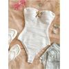 image:imageGORGLITTER Womens Strapless One Piece Swimsuit Metal Star Tummy Control Tube Top Bikini Bathing Suit SwimwearWhite
