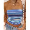 image:imageGORGLITTER Womens Strapless Stripe Knit Tube Tops Bandeau Boho Summer Backless Sleeveless Colorful Going Out Crop TopBlue