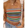 image:imageGORGLITTER Womens Strapless Stripe Knit Tube Tops Bandeau Boho Summer Backless Sleeveless Colorful Going Out Crop TopGreen Striped