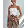 image:imageGORGLITTER Womens Strapless Tube Top Open Back Sleeveless Smocked Twist Bandeau Top Going Out Summer Crop Tops 2025White