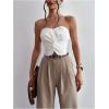 image:imageGORGLITTER Womens Strapless Tube Top Open Back Sleeveless Smocked Twist Bandeau Top Going Out Summer Crop Tops 2025White