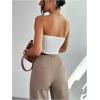 image:imageGORGLITTER Womens Strapless Tube Top Open Back Sleeveless Smocked Twist Bandeau Top Going Out Summer Crop Tops 2025White