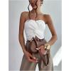 image:imageGORGLITTER Womens Strapless Tube Top Open Back Sleeveless Smocked Twist Bandeau Top Going Out Summer Crop Tops 2025White