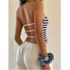 image:imageGORGLITTER Womens Striped Cropped Tube Top Strapless Y2K Bandeau Going Out Cute Crop TopsBlue and White