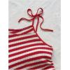 image:imageGORGLITTER Womens Striped Sleeveless Tank Tops Tie Shoulder Asymmetrical Neck Going Out Knit ShirtRed and White