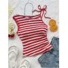 image:imageGORGLITTER Womens Striped Sleeveless Tank Tops Tie Shoulder Asymmetrical Neck Going Out Knit ShirtRed and White