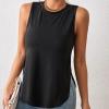 image:imageGORGLITTER Womens Summer Tank Tops Side Split Sleeveless Round Neck Asymmetrical Tee Curved Hem TopBlack