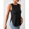 image:imageGORGLITTER Womens Summer Tank Tops Side Split Sleeveless Round Neck Asymmetrical Tee Curved Hem TopBlack