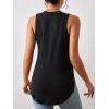 image:imageGORGLITTER Womens Summer Tank Tops Side Split Sleeveless Round Neck Asymmetrical Tee Curved Hem TopBlack