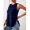image:imageGORGLITTER Womens Summer Tank Tops Side Split Sleeveless Round Neck Asymmetrical Tee Curved Hem TopNavy Blue