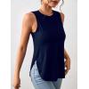 image:imageGORGLITTER Womens Summer Tank Tops Side Split Sleeveless Round Neck Asymmetrical Tee Curved Hem TopNavy Blue