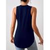 image:imageGORGLITTER Womens Summer Tank Tops Side Split Sleeveless Round Neck Asymmetrical Tee Curved Hem TopNavy Blue