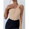 image:imageGORGLITTER Womens Twist Front One Shoulder Bodysuit Sleeveless Backless Asymmetrical Neck Tank Top JumpsuitsApricot