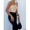 image:imageGORGLITTER Womens Twist Front One Shoulder Bodysuit Sleeveless Backless Asymmetrical Neck Tank Top JumpsuitsApricot