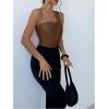 image:imageGORGLITTER Womens Twist Front One Shoulder Bodysuit Sleeveless Backless Asymmetrical Neck Tank Top JumpsuitsBrown