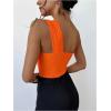 image:imageGORGLITTER Womens Twist Front One Shoulder Bodysuit Sleeveless Backless Asymmetrical Neck Tank Top JumpsuitsBurnt Orange