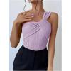 image:imageGORGLITTER Womens Twist Front One Shoulder Bodysuit Sleeveless Backless Asymmetrical Neck Tank Top JumpsuitsMauve Purple