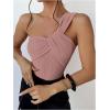 image:imageGORGLITTER Womens Twist Front One Shoulder Bodysuit Sleeveless Backless Asymmetrical Neck Tank Top JumpsuitsPink