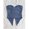 image:imageGORGLITTER Womens Twist Knot Strapless Tube Top Country Concert Outfits Split Hem Going Out Crop Bandeau TopsBlue