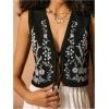 image:imageGORGLITTER Womens Western Crop Vest Tops Boho Floral Embroidered Tie Front Sleeveless Country Concert Cowgirls OutfitsBlack