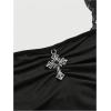 image:imageGORGLITTER Womens Y2K Goth Halter Tops Lace Ruched Tie Backless Gothic Club Going Out Crop Tank TopBlack