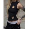 image:imageGORGLITTER Womens Y2k Cut Out Crop Tank Tops Heart Ruched Crewneck Sleeveless Slim Goth TopsBlack