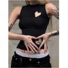 image:imageGORGLITTER Womens Y2k Cut Out Crop Tank Tops Heart Ruched Crewneck Sleeveless Slim Goth TopsBlack