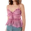 image:imageGORGLITTER Womens Babydoll Peplum Cami Tops Mesh Tie Front Ruffle Trim Spaghetti Strap Camisole TopPurple