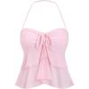 image:imageGORGLITTER Womens Bow Halter Tops Y2K Cute Sleeveless Ruffle Babydoll Tops Sleeveless Going Out Camisole Tank TopPink