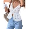 image:imageGORGLITTER Womens Bow Tie Front Peplum Tops Trendy Backless Sleeveless V Neck Strappy Cute Summer Going Out Tops 2025White