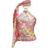 image:imageGORGLITTER Womens Cheetah Leopard Print Halter Tops Floral Mesh Sheer Summer Vacation Going Out Scarf Tops Dressy TrendyPink
