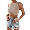 image:imageGORGLITTER Womens Crochet Crop Tank Top Hollow Out Sleeveless Fashion Trendy Knit Copped Vest TopsApricot