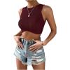 image:imageGORGLITTER Womens Crochet Crop Tank Top Hollow Out Sleeveless Fashion Trendy Knit Copped Vest TopsBurgundy