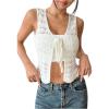 image:imageGORGLITTER Womens Crochet Tops Boho Tie Front Knit Crop Tank Tops Sleeveless Western Cowgirl Summer Going Out OutfitsWhite
