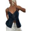 image:imageGORGLITTER Womens Denim Bow Tie Front Tops Sleeveless Strappy Backless Y2k Cute Summer Rave Peplum Tops Dressy TrendyMedium Wash