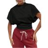 image:imageGORGLITTER Womens Dolman Short Sleeve Crop Tops Ruched Crew Neck Casual Going Out TopsBlack