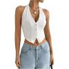 image:imageGORGLITTER Womens Fashion Cropped Vest Tops Sexy Backless Halter Tops Going Out Button Down Tank TopsWhite