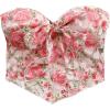 image:imageGORGLITTER Womens Floral Bow Strapless Tube Top Mesh Tie Front Bandeau Top Coquette Crop Top Going Out TopsPink Multicolor
