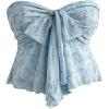 image:imageGORGLITTER Womens Floral Flowy Babydoll Tube Top Bow Tie Front Strapless Cute Mesh Ruffle Going Out Bandeau TopsLight Blue