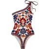 image:imageGORGLITTER Womens Floral One Shoulder Summer Going Out Tops Sleeveless High Cut Vacation Beach Shapewear Bodysuit TopsMulticolor