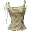 image:imageGORGLITTER Womens Floral Print Tie Shoulder Cami Top Lace Trim Sleeveless Coquette ShirtsMint Green
