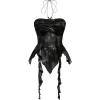 image:imageGORGLITTER Womens Halter Crop Y2k Tube Tops Asymmetrical Ruffle Hem Backless CamiRuns Small Please Size UpBlack