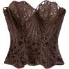 image:imageGORGLITTER Womens Lace Corset Tops Sexy Strapless Floral Textured Sheer Bustier Going Out Laceup Overbust Tube TopsCoffee Brown