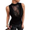 image:imageGORGLITTER Womens Lace Sleeveless Summer Tank Top Dressy Casual Draped Neck Cute Country Concert Y2K Going Out TopsBlack
