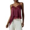 image:imageGORGLITTER Womens Lace Trim Asymmetrical Hem Cami Tops Y2k Spaghetti Strap Sexy Loose Tank Top Vacation Going Out OutfitsBurgundy