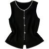 image:imageGORGLITTER Womens Pearls Beaded Vests Dressy Sleeveless V Neck Split Business Casual Tank Tops Quiet Luxury ClothesBlack