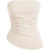 image:imageGORGLITTER Womens Pleated Strapless Tube Top Asymmetrical Hem Ruched Bandeau Shirts Going Out TopsApricot