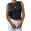 image:imageGORGLITTER Womens Polka Dots Boat Neck Tank Top Ruffle Tie Shoulder Smocked Going Out Y2k Vest TopsBlack Dots